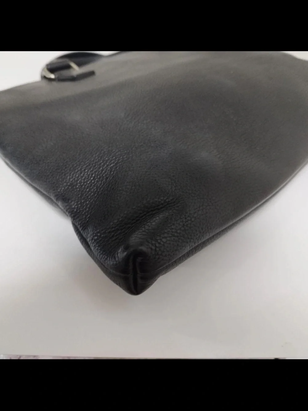 Salvatore Ferragamo Black Pebbled Leather Briefcase